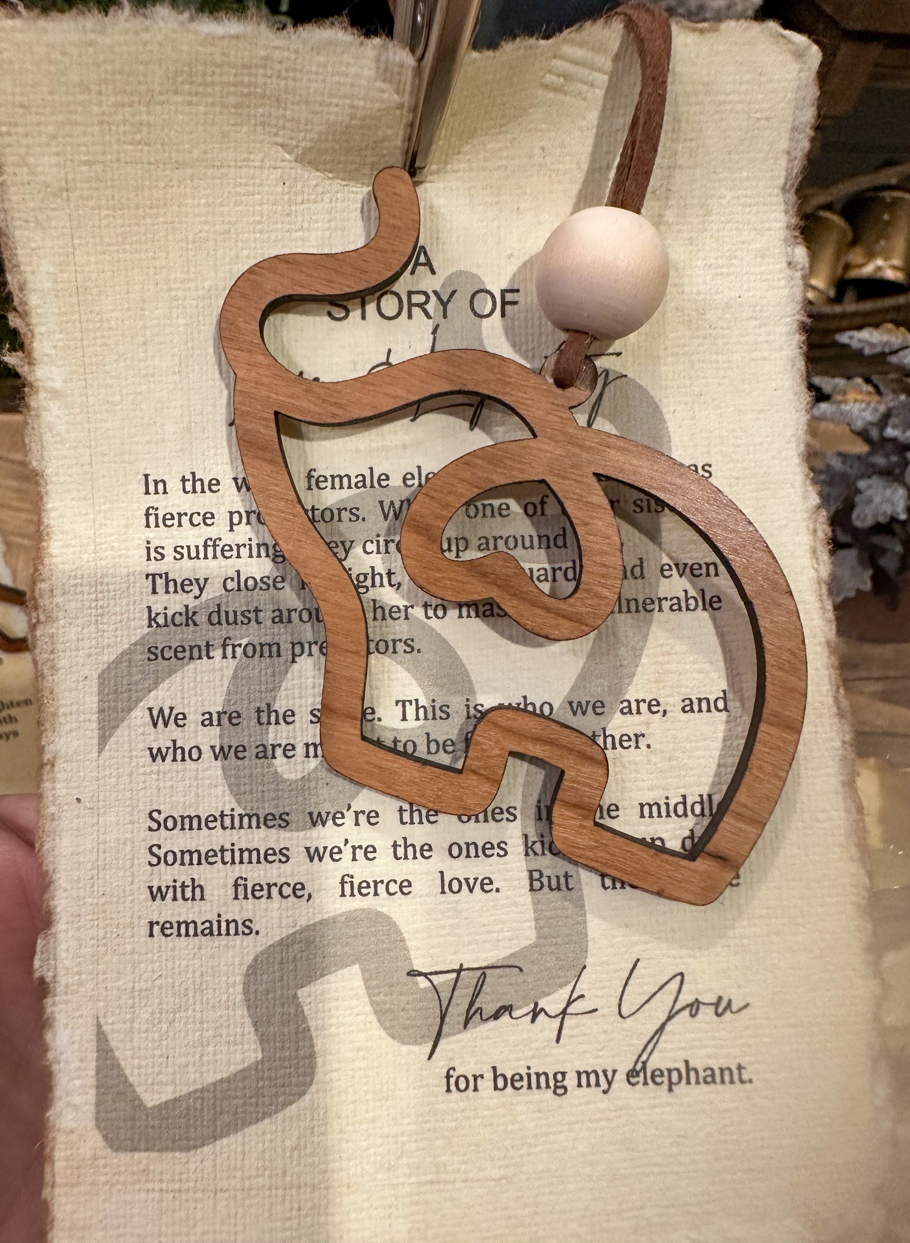 Elephant Ornament and Handmade Paper Poem