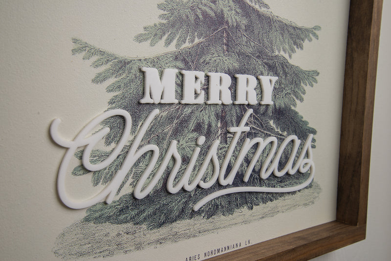 Merry Christmas - Vintage Tree - Laser Cut & UV