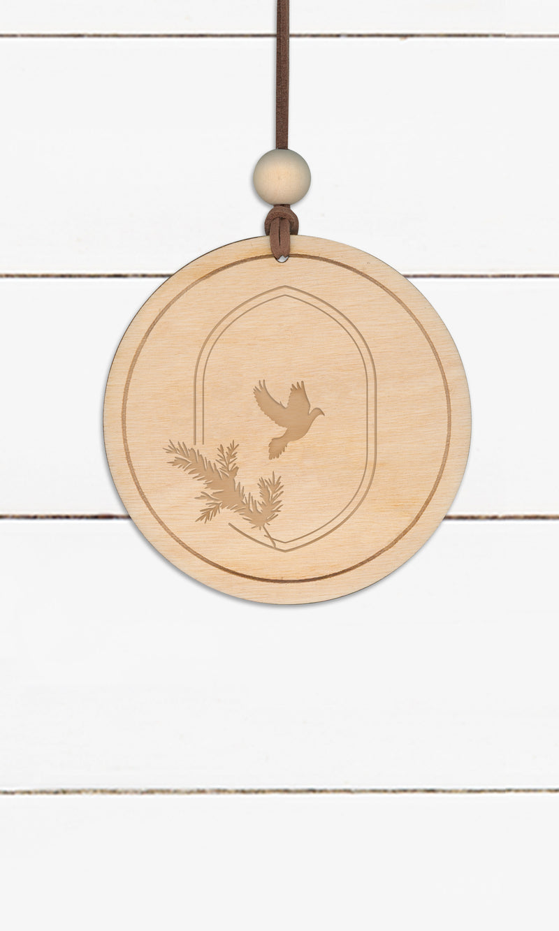 Dove Pine Branch - Round, Ornament