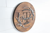 The Laser Etched Monogram Round - Family Name Sign