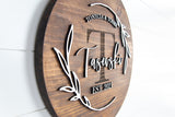 The Laser Etched Monogram Round - Family Name Sign