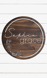 Round Name Sign, Floral Border