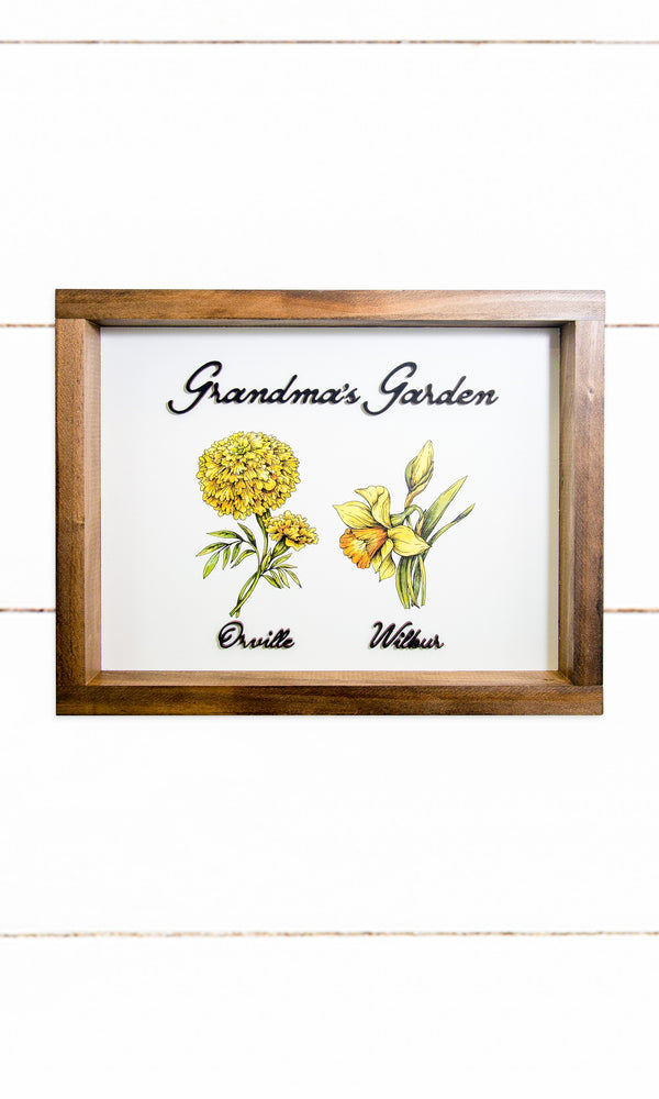 Grandma's Garden - Birth Month Sign - Custom UV Print and Laser Cut Letters