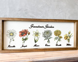 Grandma's Garden - Birth Month Sign - Custom UV Print and Laser Cut Letters